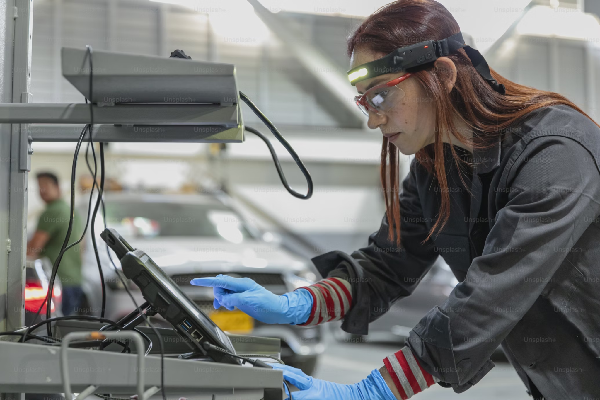 Technician performing vehicle diagnostics at Senshine Autos, Westmoreland’s trusted European car rep.