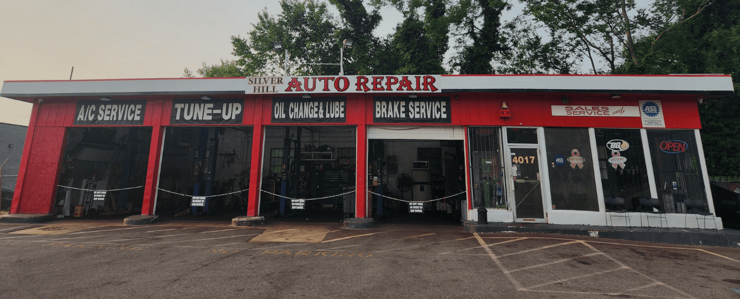 Auto Repair Shop Exterior with Service Bays.