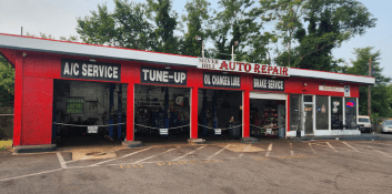 Auto repair shop with tune-up, oil change, and brake services.