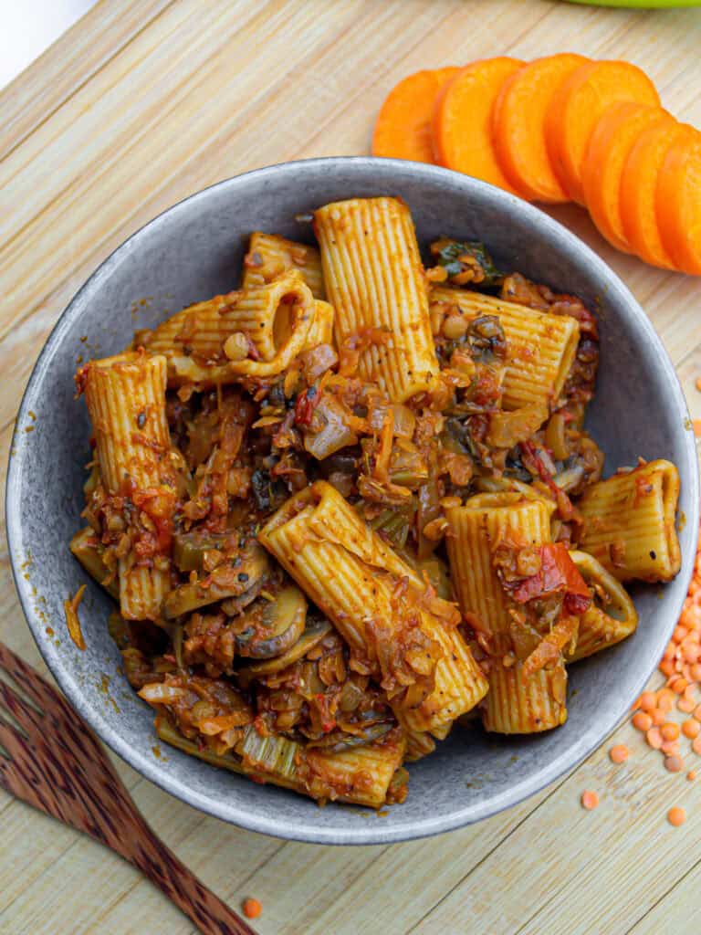 healthy vegan red lentil ragu