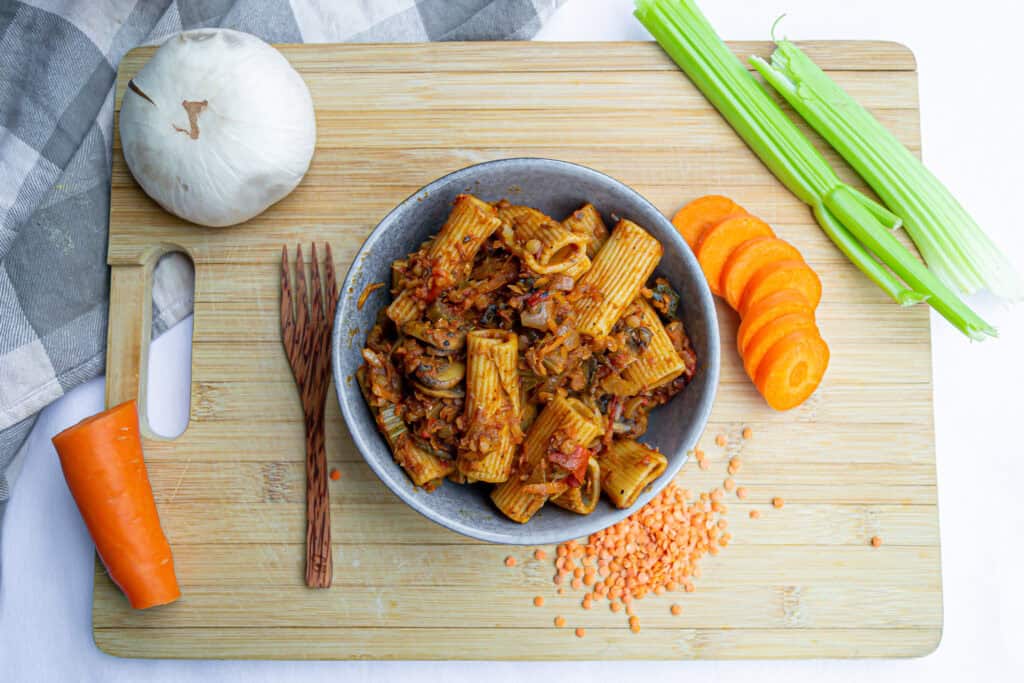 healthy vegan red lentil ragu