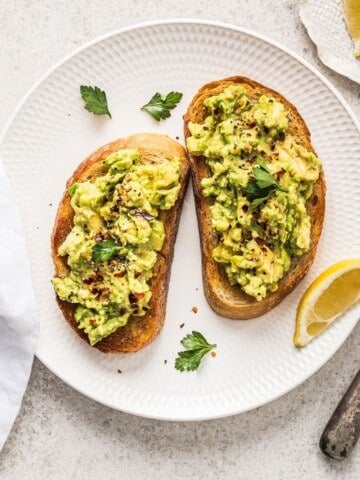 Thumbnail image of basic avocado toast recipe.