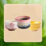 Elegant ceramic bowls showcasing Japanese-inspired glaze effects, perfect for serving tea or small dishes, emphasizing handcrafted aesthetics and colorful designs.