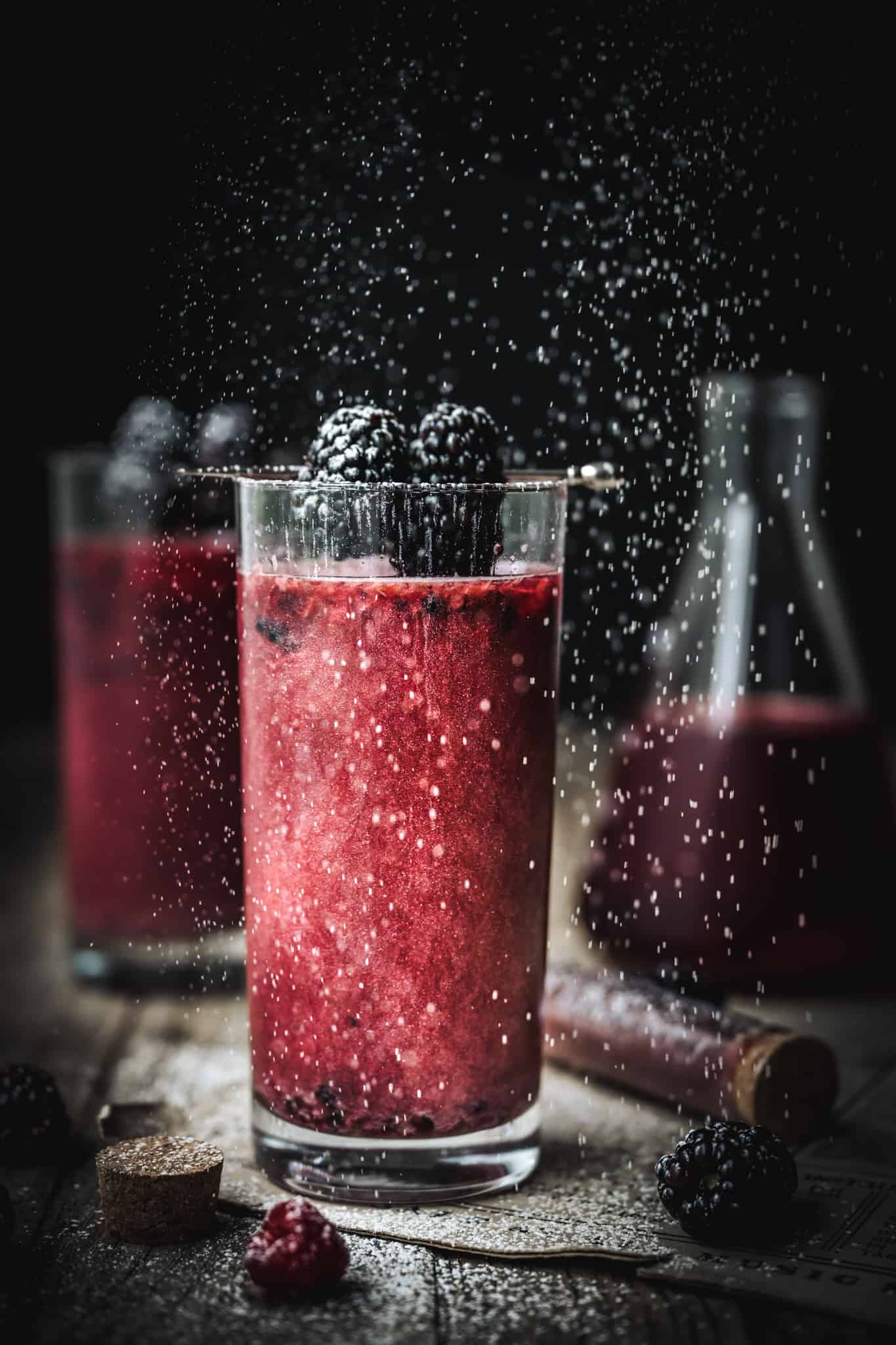 Purple glittery blackberry cocktail inspired by Stranger Things.