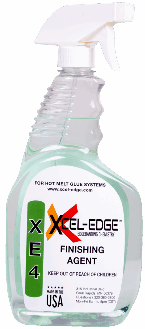 High-quality industrial cleaning solution for melt glue systems, XCEL-EDGE finishing agent, effective chemical product for manufacturing processes.