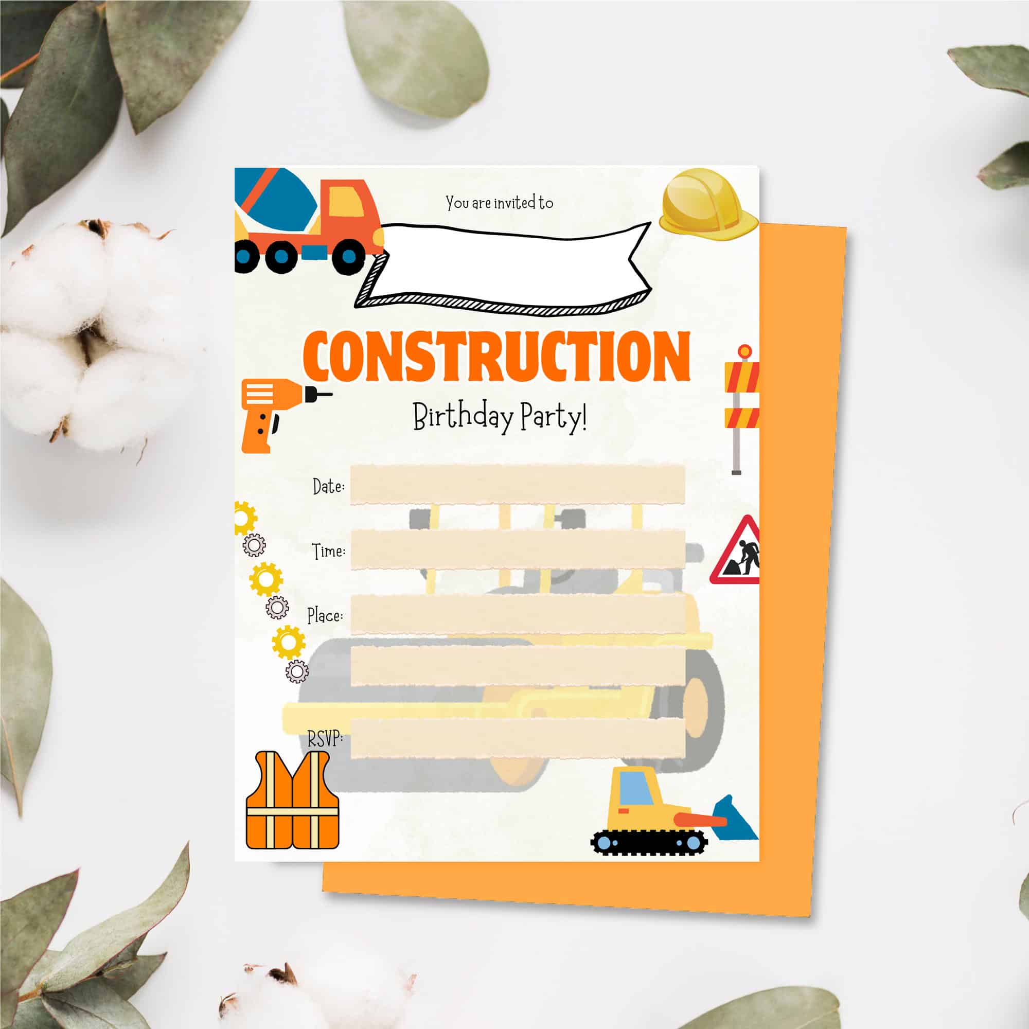 Construction Party Invitation