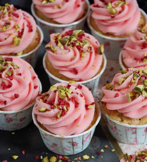 Pistachio Rose Water Cupcakes