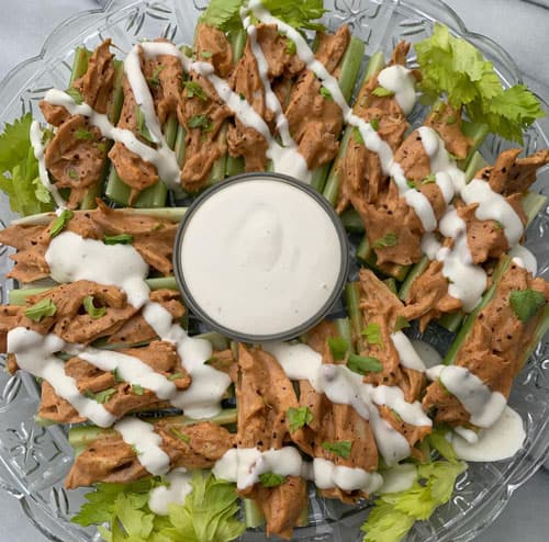 Gluten Free Buffalo chicken celery boats