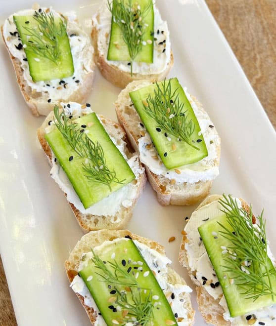ciabatta cucumber and cream cheese slices
