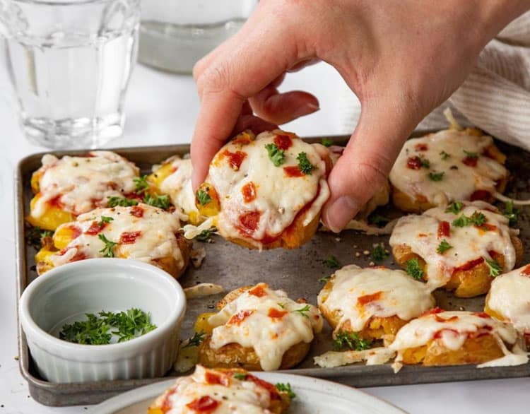 Smashed Potato Pizza Bites