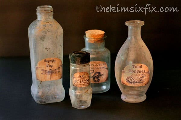 Distressed Halloween bottles
