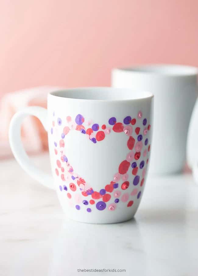 DIY Fingerprint Heart Mugs
