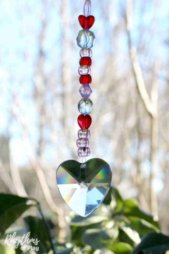 Hanging Heart Prism Beaded Suncatcher Crafts
