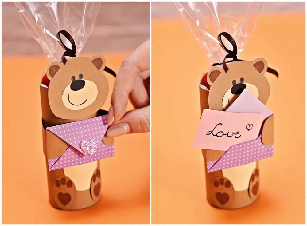 Paper Tube Valentine Bear Craft
