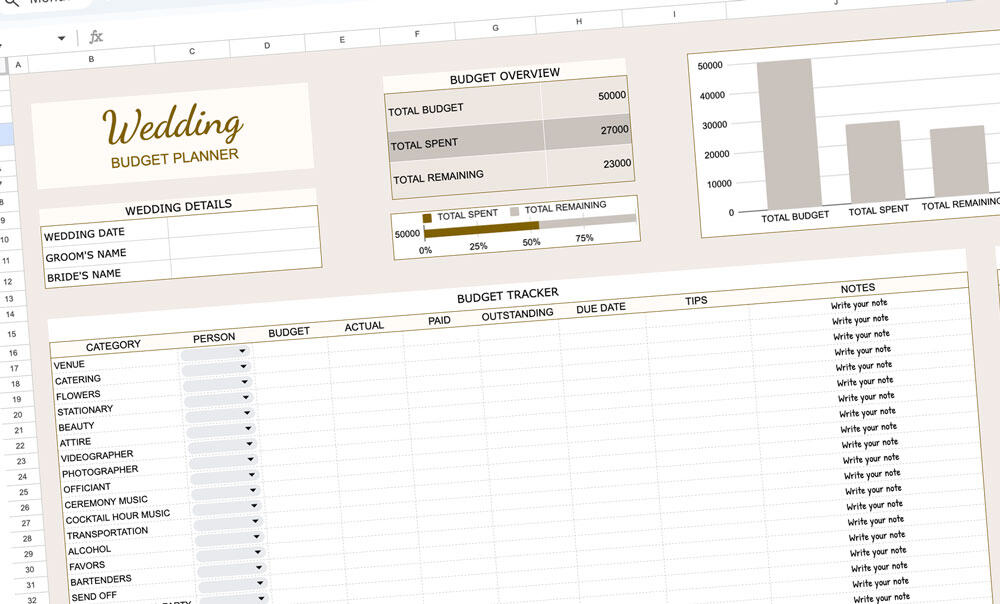 The Ultimate Dream Editable Wedding Budget Planner