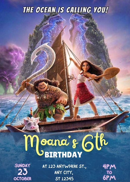 Moana party invitations