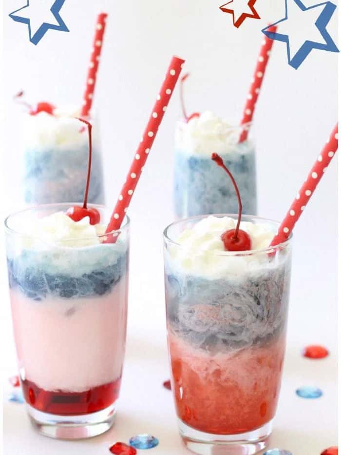 Patriotic Red, White, and Blue Italian Cream Soda’s
