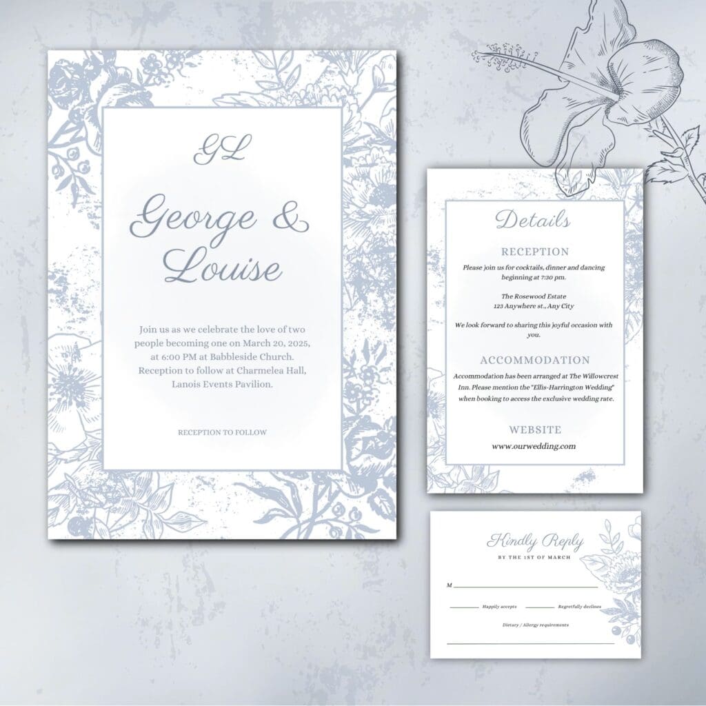 Floral Vintage Wedding Invitation