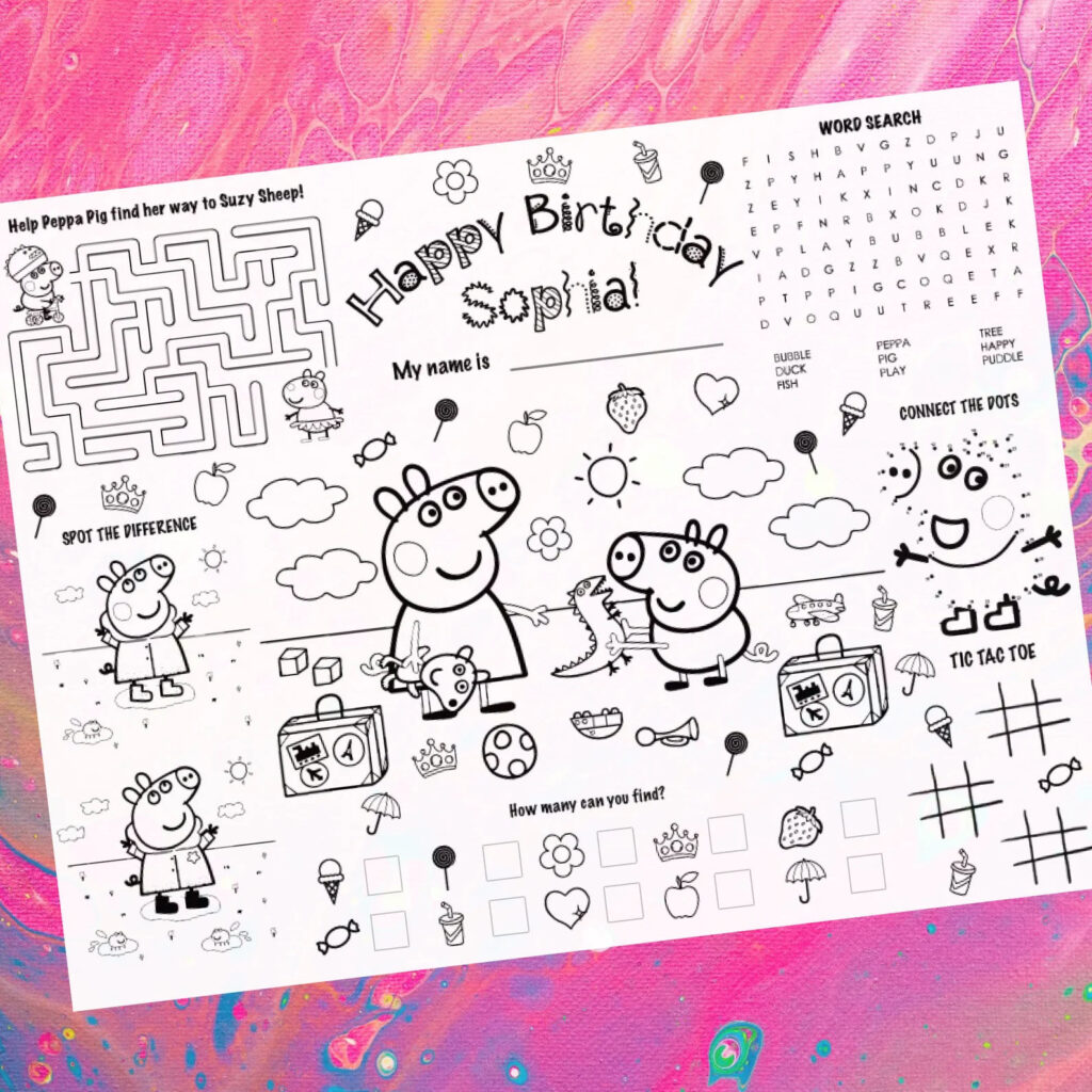Peppa Pig Coloring Placemat
