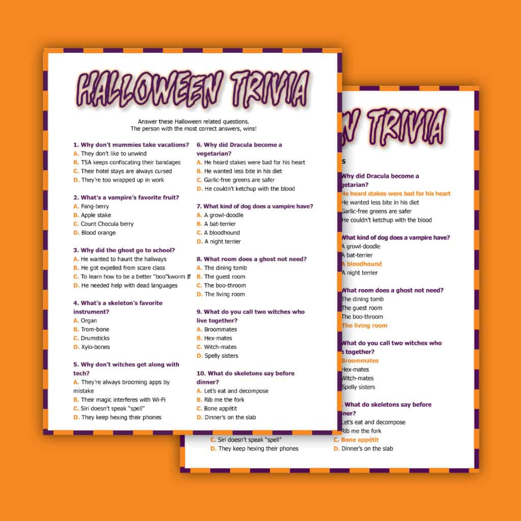 Free Halloween Trivia Printable