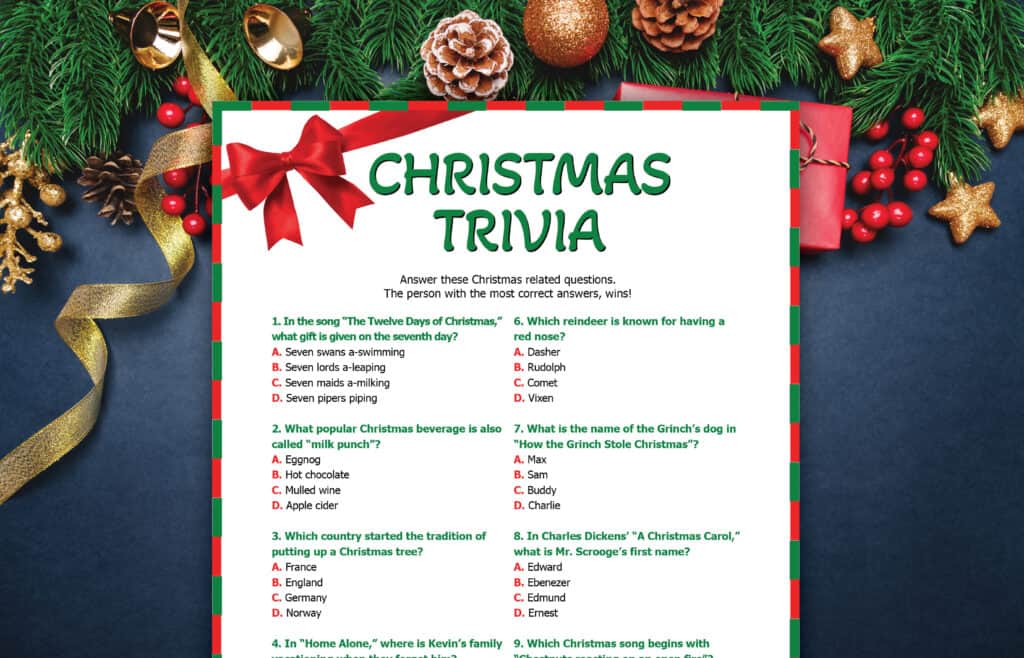 Free Christmas Trivia Printable