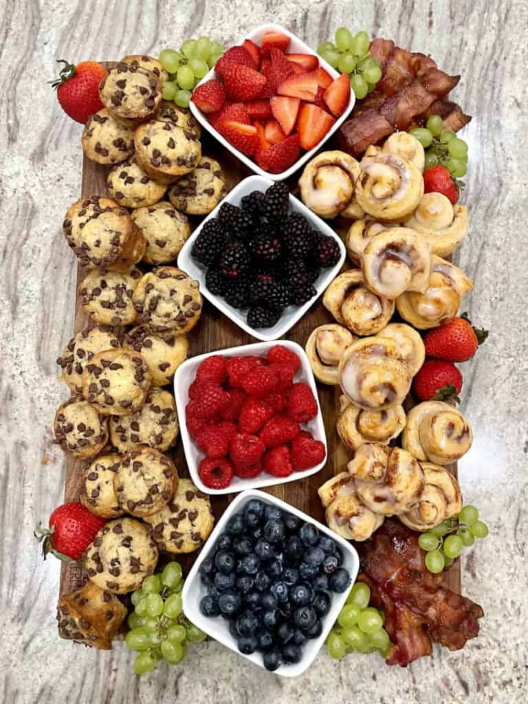 Mini Muffin and Cinnamon Roll Breakfast Board