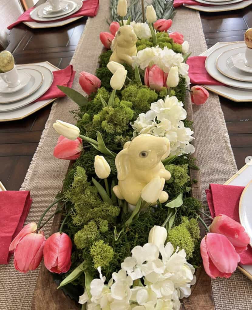 pink and green Easter tablescape