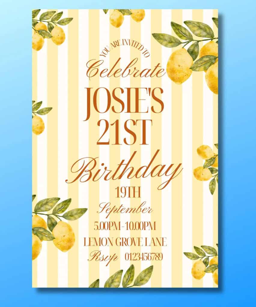 Lemon Themed Invitation