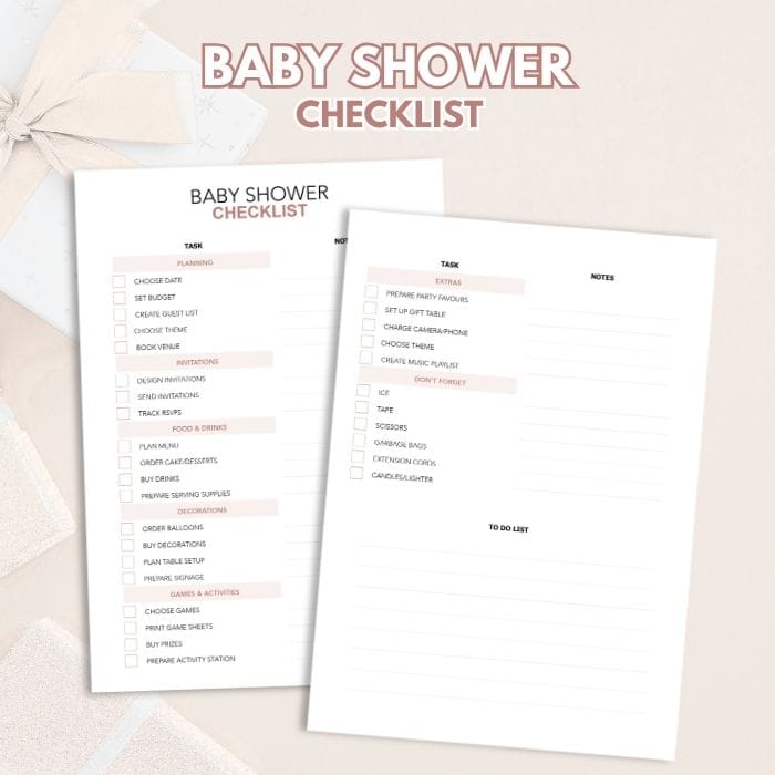 baby shower checklsit