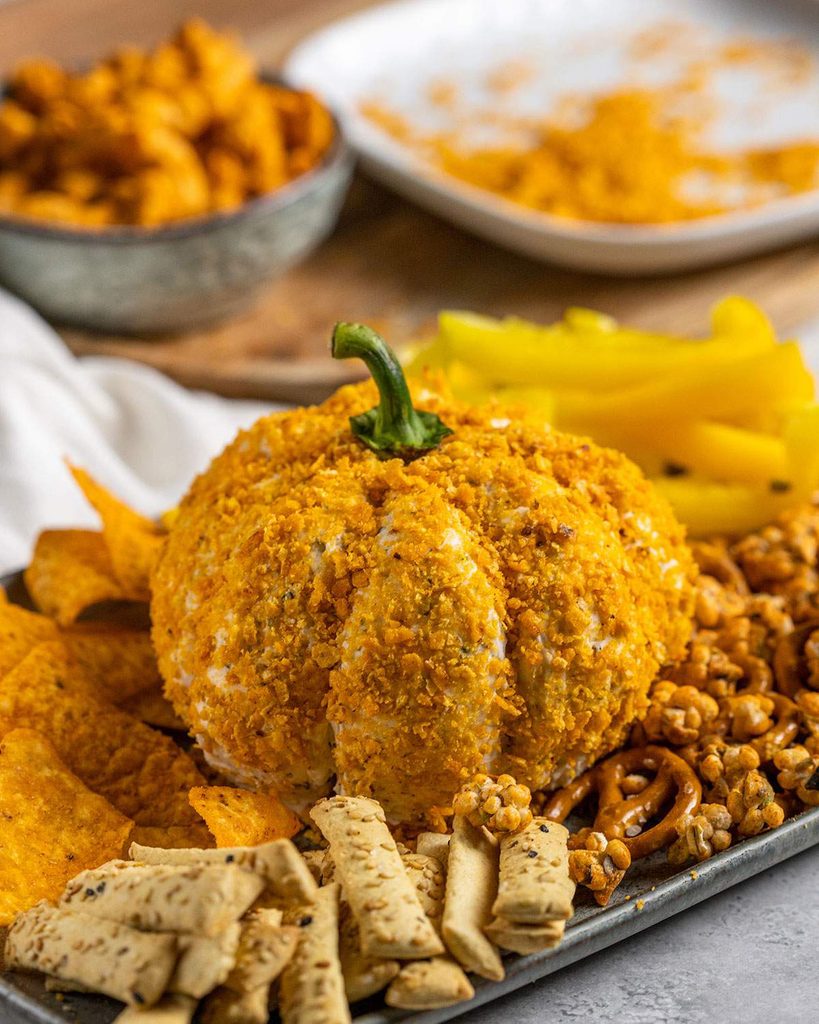Pumpkin Shaped Cheese Ball Board