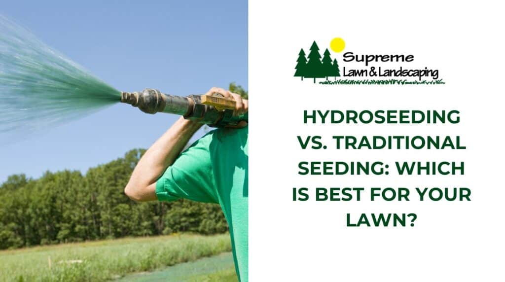 Lawn irrigation with sprinkler system for lush, healthy grass.