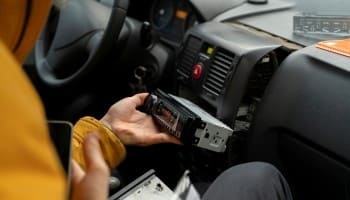 High-quality car audio system being installed in a vehicle interior.
