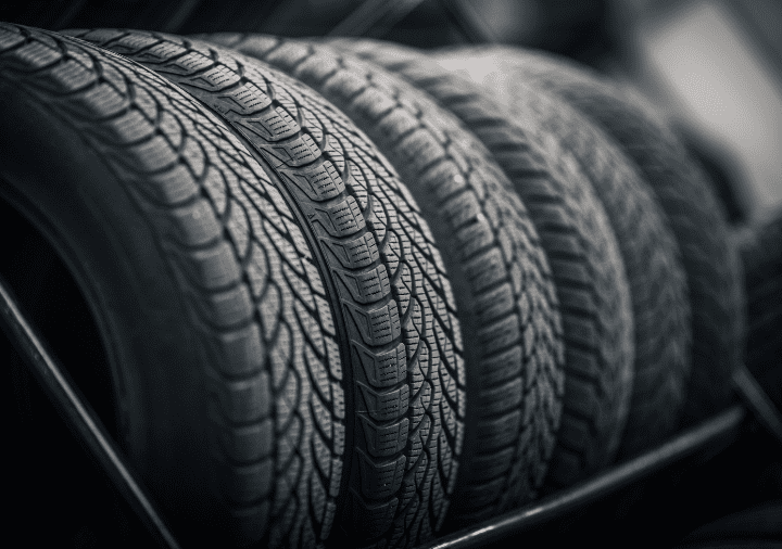 Tires displayed at Tatlow Tire, showcasing quality and variety for vehicle maintenance.