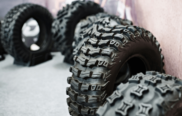 Off-road tires displayed for sale at Tatlow Tire in 2024.