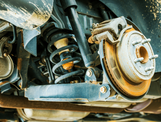 Vehicle suspension and brake system components for maintenance and repair.