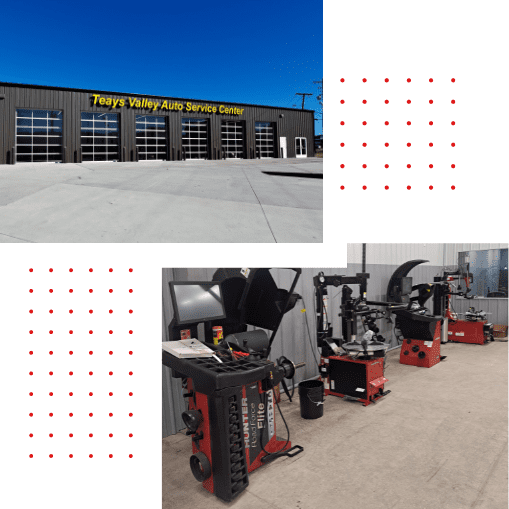 Auto repair shop with modern equipment and service bays.