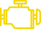 Engine light warning on a vehicle dashboard at Techline Motors.