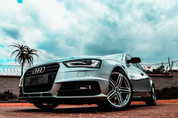 Luxury Audi vehicle parked outside Techline Motors in Kitchener.