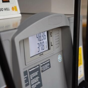Fuel pump display showing 48.36 liters and €37.81.
