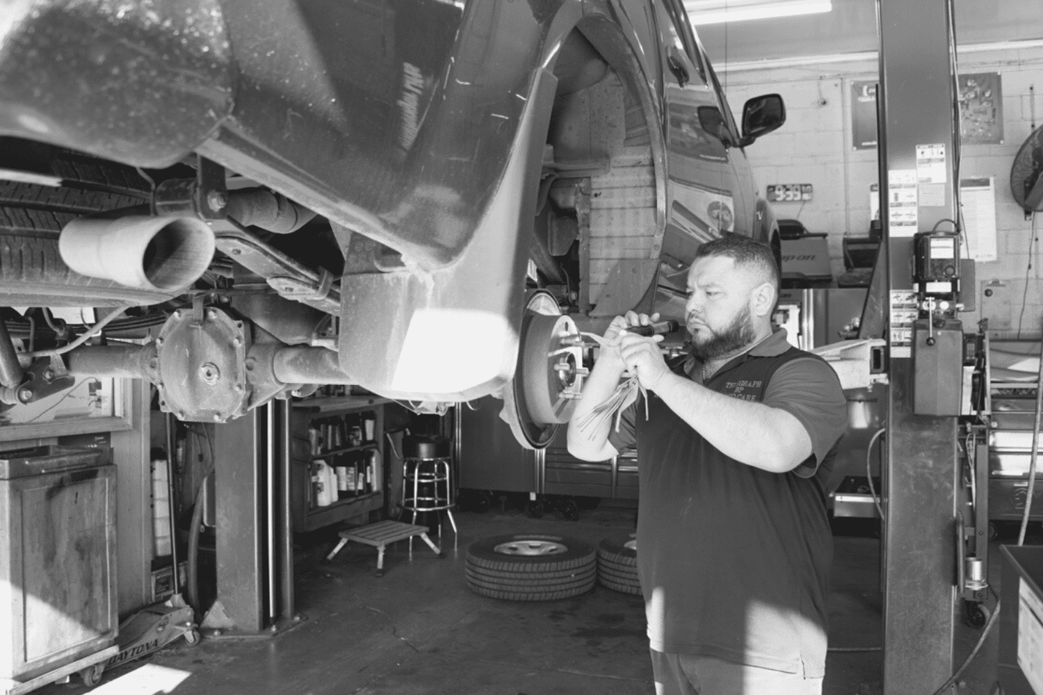 Brake system inspection and repair at Telegraph Auto Repair.