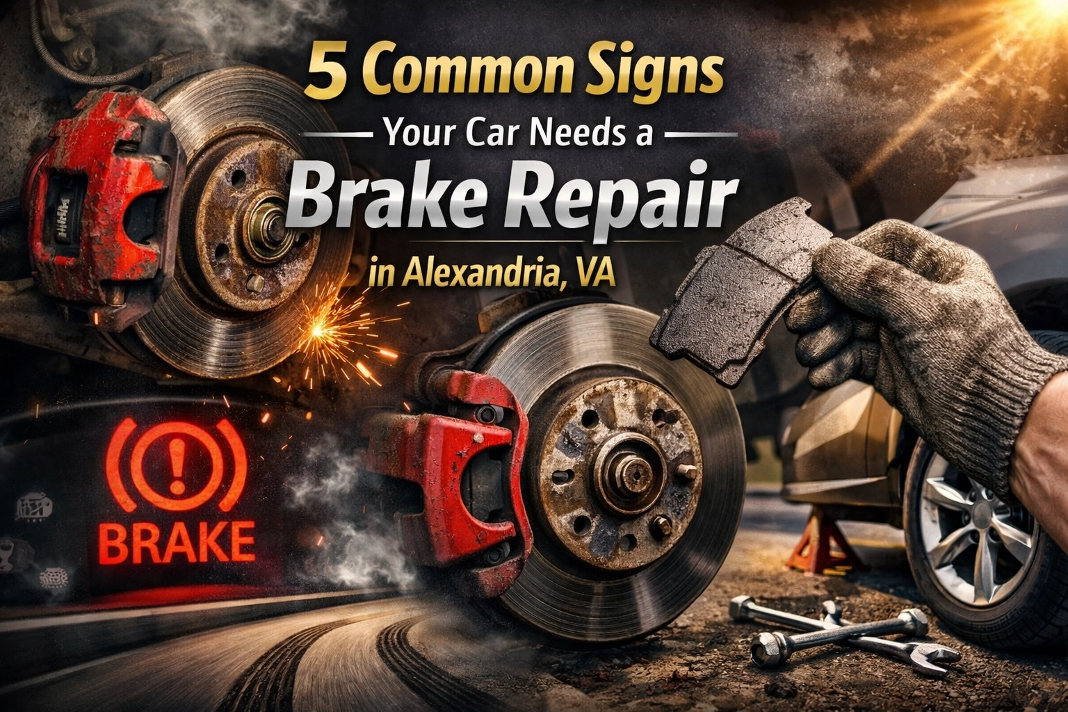 Brake repair signs and services for vehicle safety in Alexandria, VA. Expert brake system diagnostic.