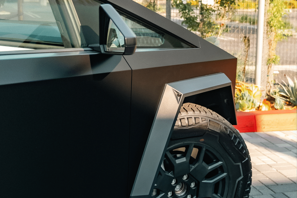 Luxury black SUV with bold design and rugged tires at The Auto Lounge.