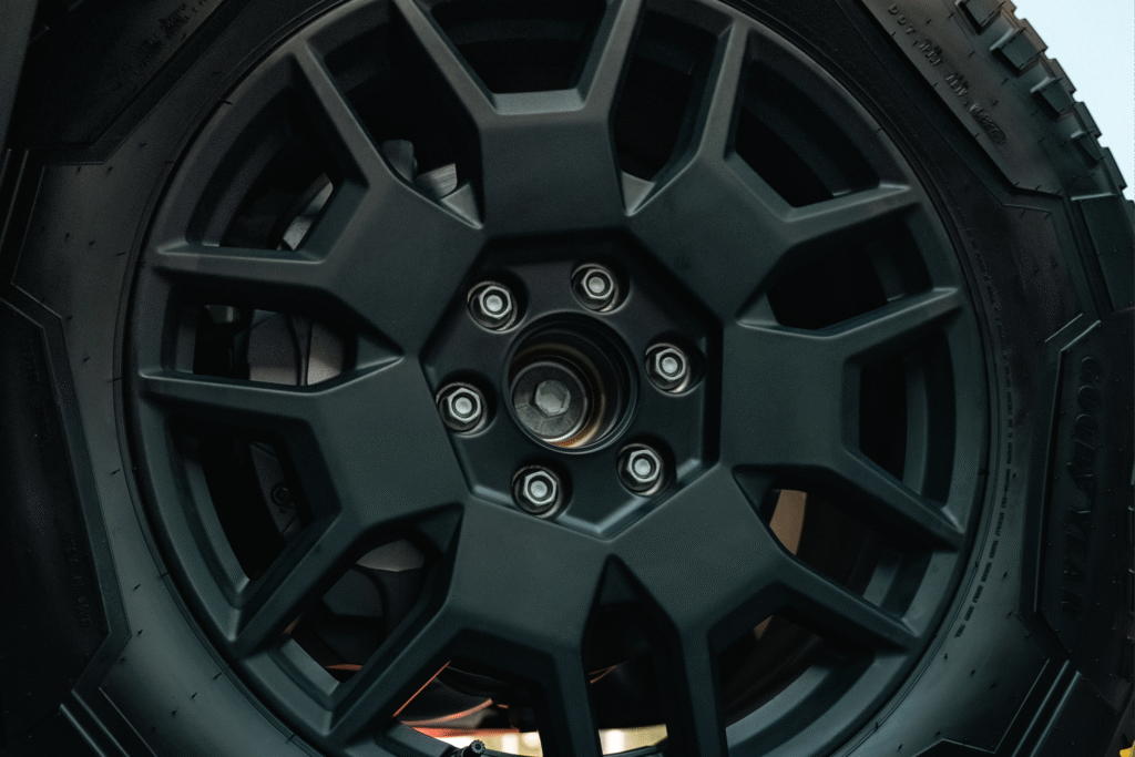High-performance off-road tire and wheel setup for rugged terrain.