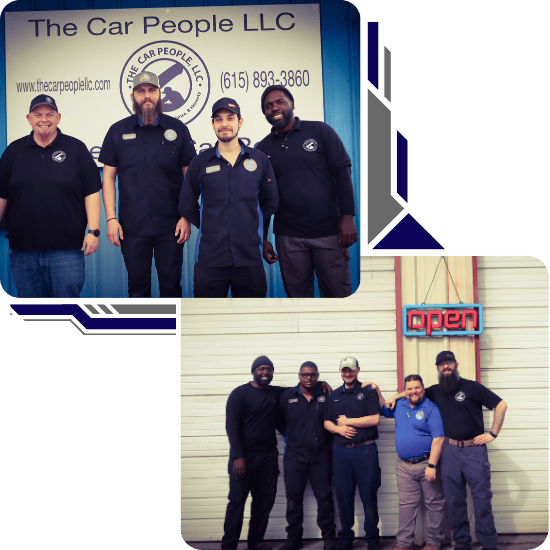Group photo of The Car People LLC staff outside dealership, smiling and ready to assist customers.
