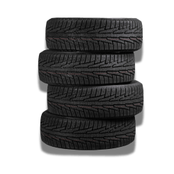 Tire stack showcasing quality tires at The Tire Center.