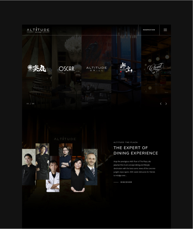 Luxurious Fine Dining Website for Altitude Jakarta