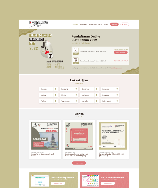 Japanese Test Registration Website for JLPT Indonesia