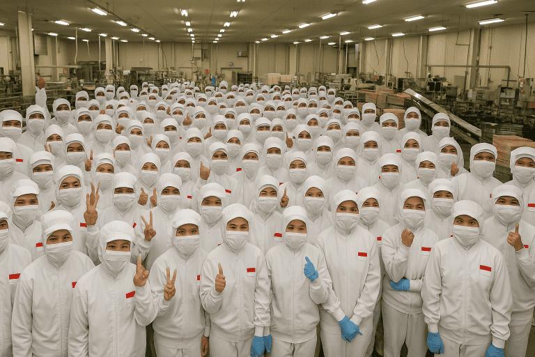 日本で働くインドネシア人飲食料品製造人材の数は？