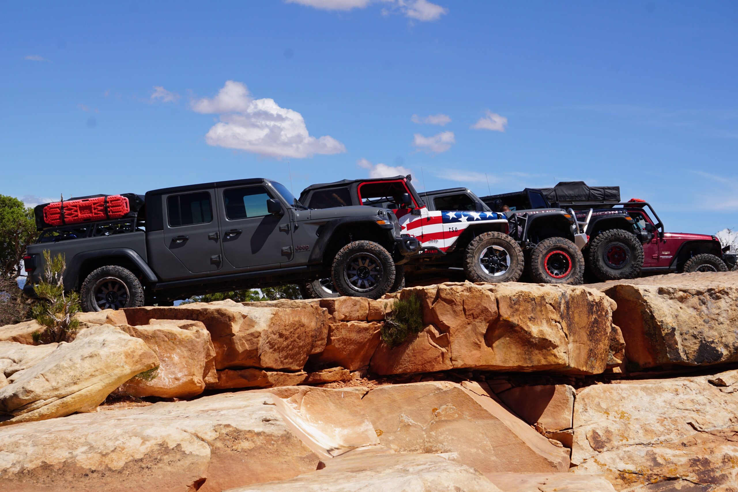 Off-road trucks customized by Trendsetters Customs for rugged terrain.