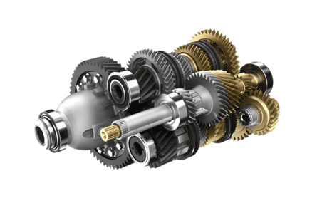 Gear transmission system with multiple gears and shafts for automotive or machinery applications.